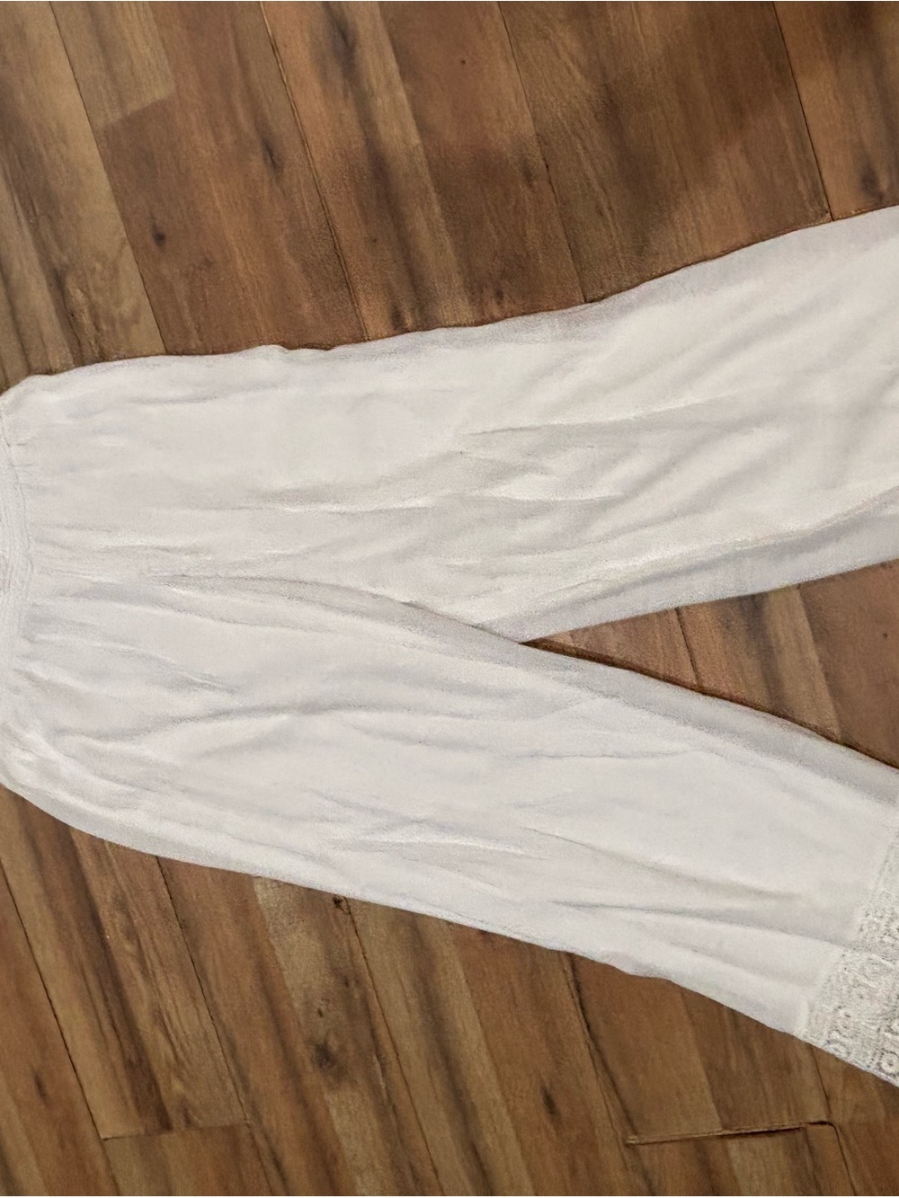 JM Collection White Wide Leg Pants Small Crochet Trim Resort Coastal Boho - Picture 2 of 6
